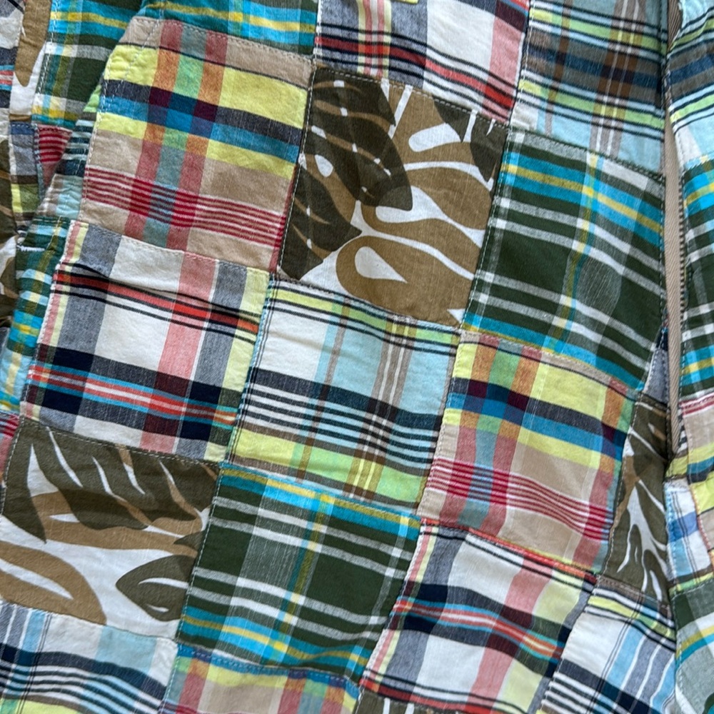 SIEGFRIED VINTAGE Patchwork Plaid Madras Flat Front Shorts 36 RARE Hawaiian - Picture 4 of 7